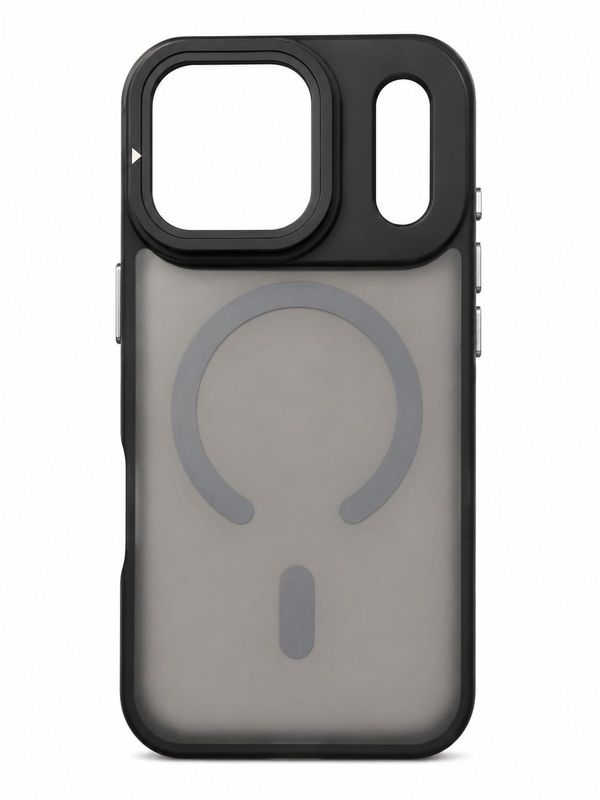 XC Skin Magsafe Compatible Lens Protector Kickstand Case for Iphone 13 Pro Max- Frosted Black with Gray Accent