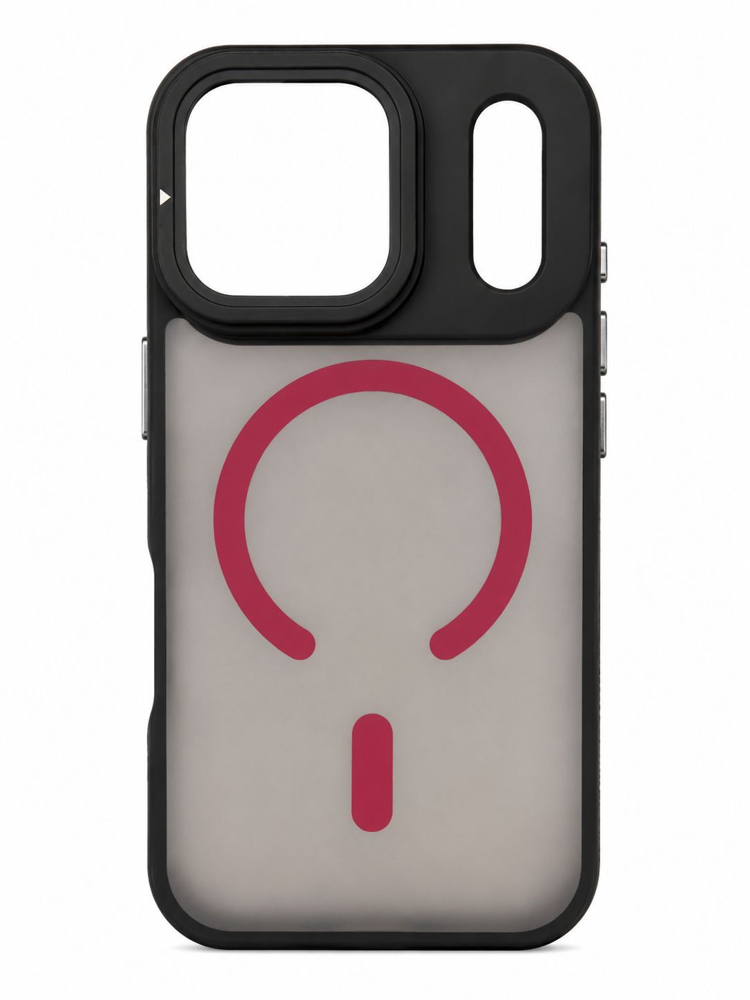 XC Skin Magsafe Compatible Lens Protector Kickstand Case for Iphone 13 Pro Max- Frosted Black with Red Accent