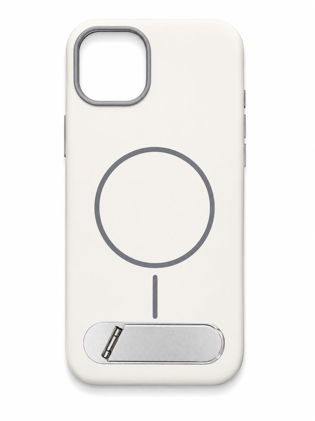 Premium Magsafe with Metal Kickstand Case for Iphone 14 Plus/15 Plus- White