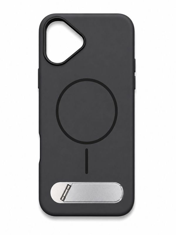 Premium Magsafe with Metal Kickstand Case for Iphone 16 Plus-Black