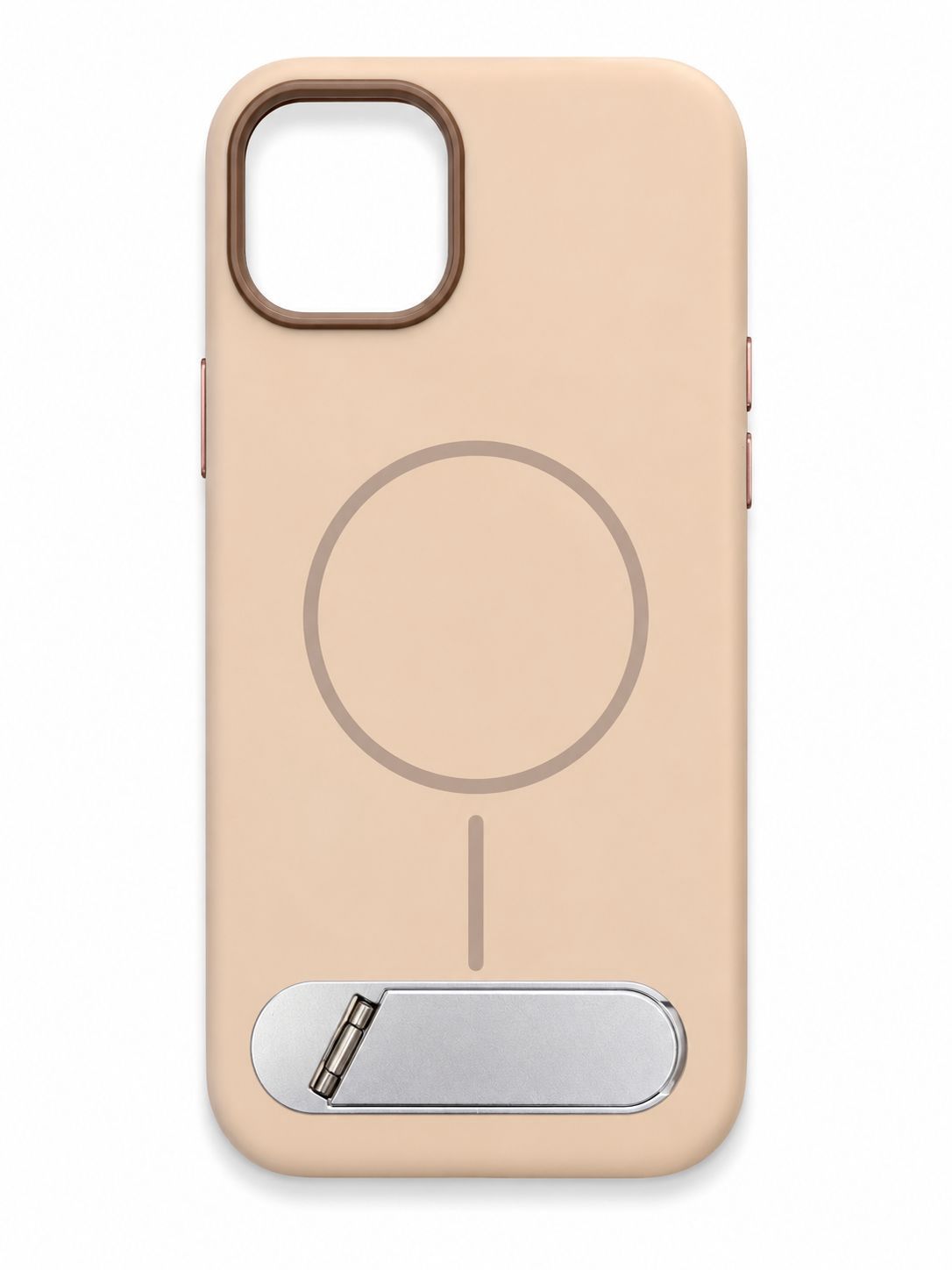Premium Magsafe with Metal Kickstand Case for Iphone 14 Plus/15 Plus- Rose Gold