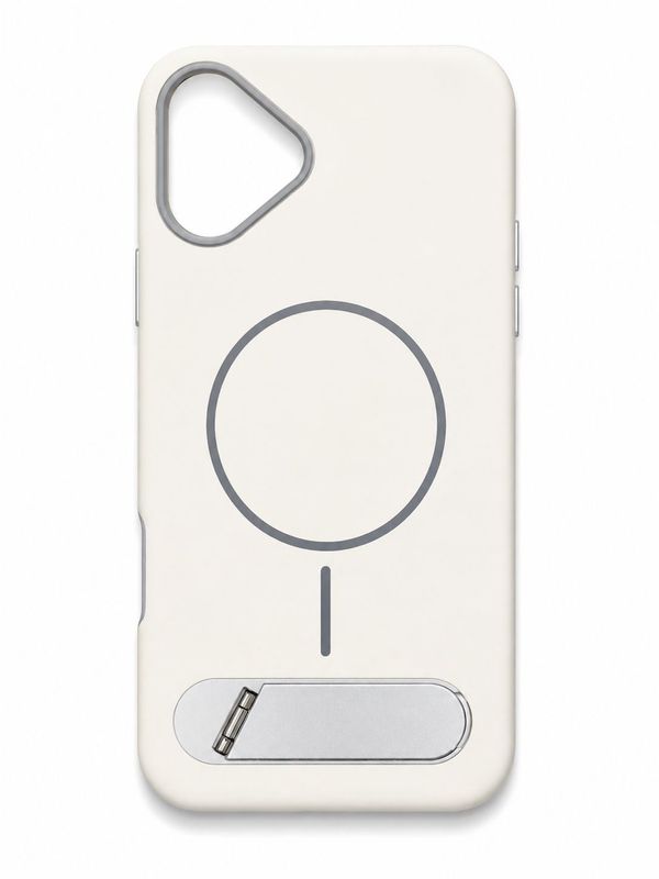 Premium Magsafe with Metal Kickstand Case for Iphone 16 Plus- White