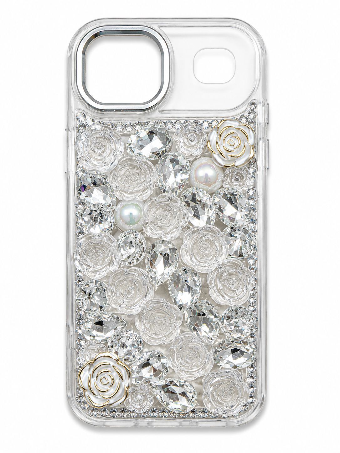 Iphone 17 Air Crystal dual rose full Diamond - Silver