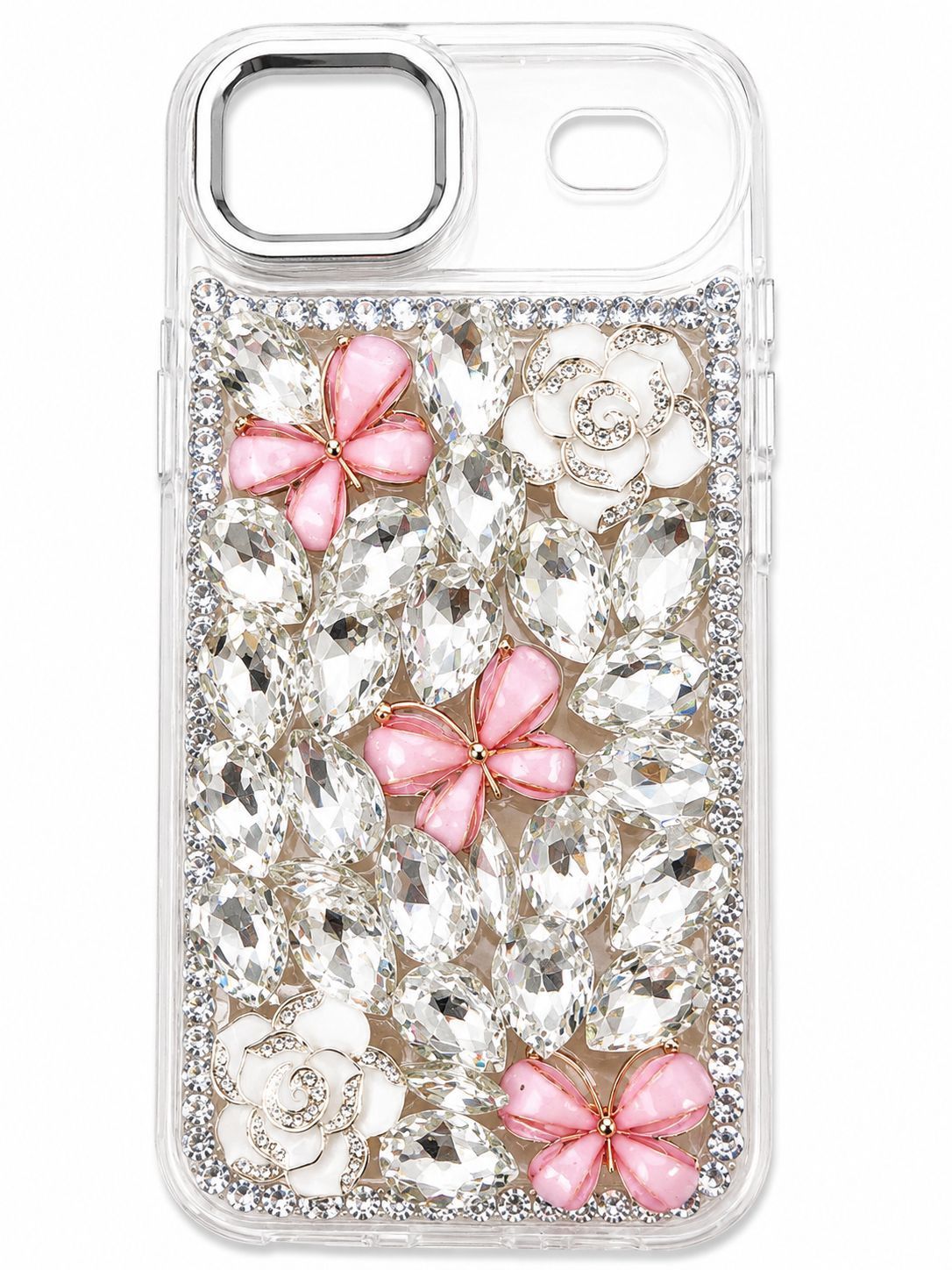 Iphone 17 Air Crystal BF full diamond pink butterfly - silver