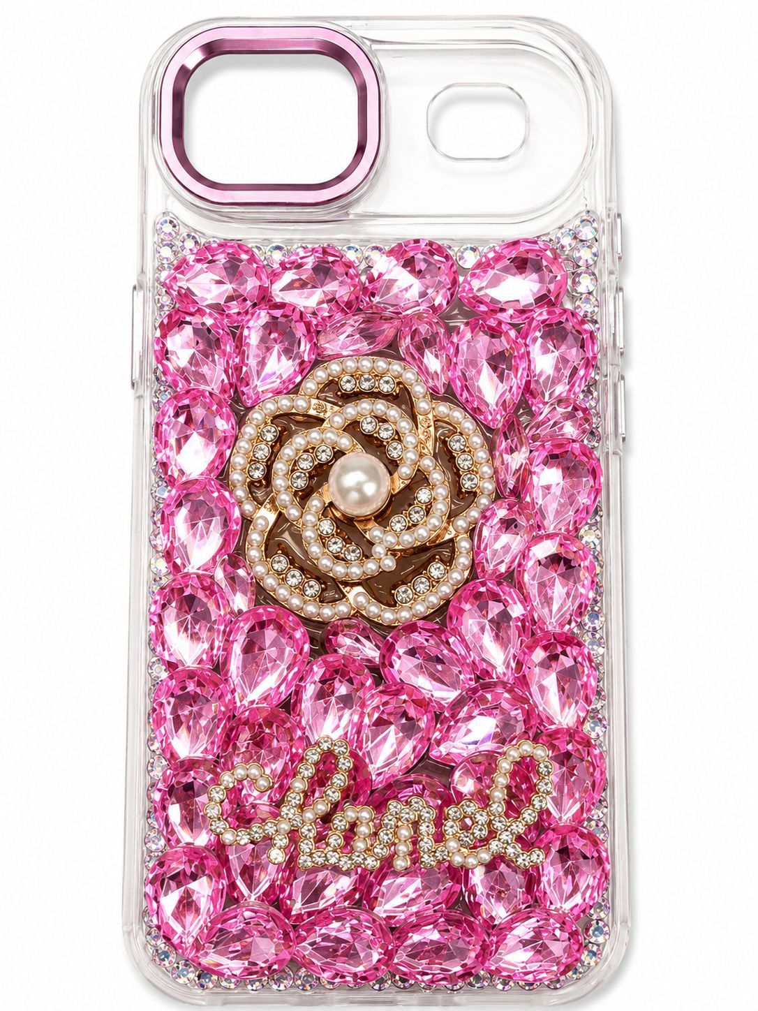 Iphone 17 Air Pearl Rose Diamond 3 in 1 Phone Case - Pink