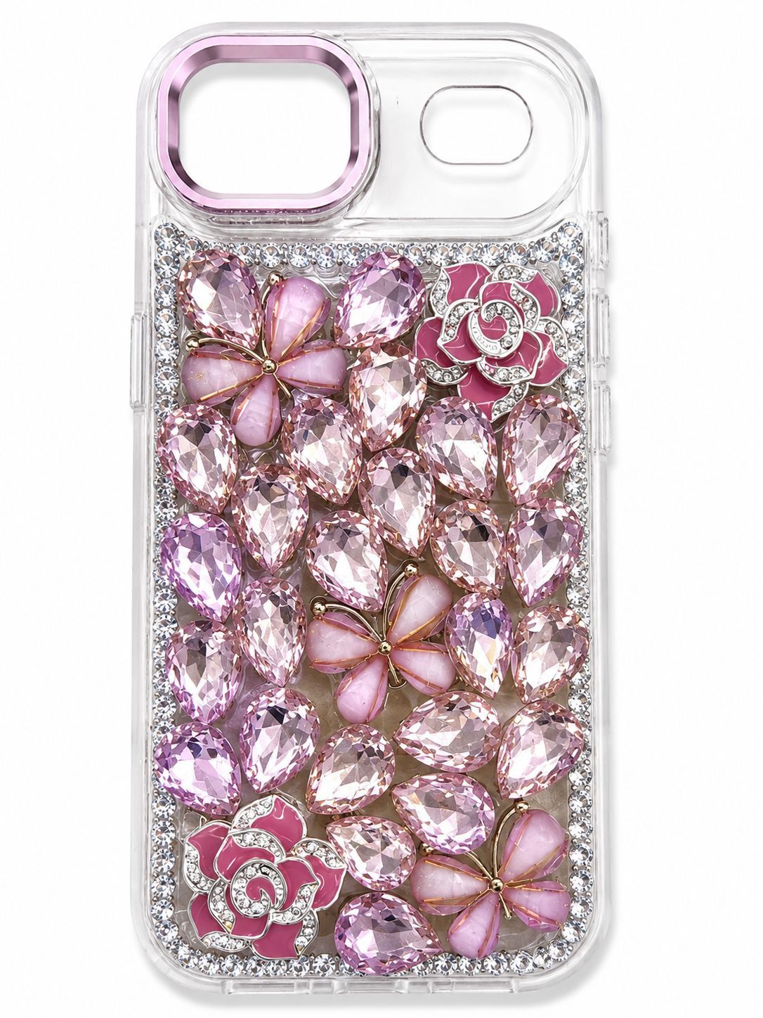 Iphone 17 Air Crystal BF full diamond pink butterfly - Pink