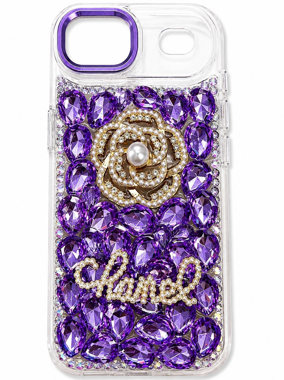 Iphone 17 Air Pearl Rose Diamond 3 in 1 Phone Case - Purple