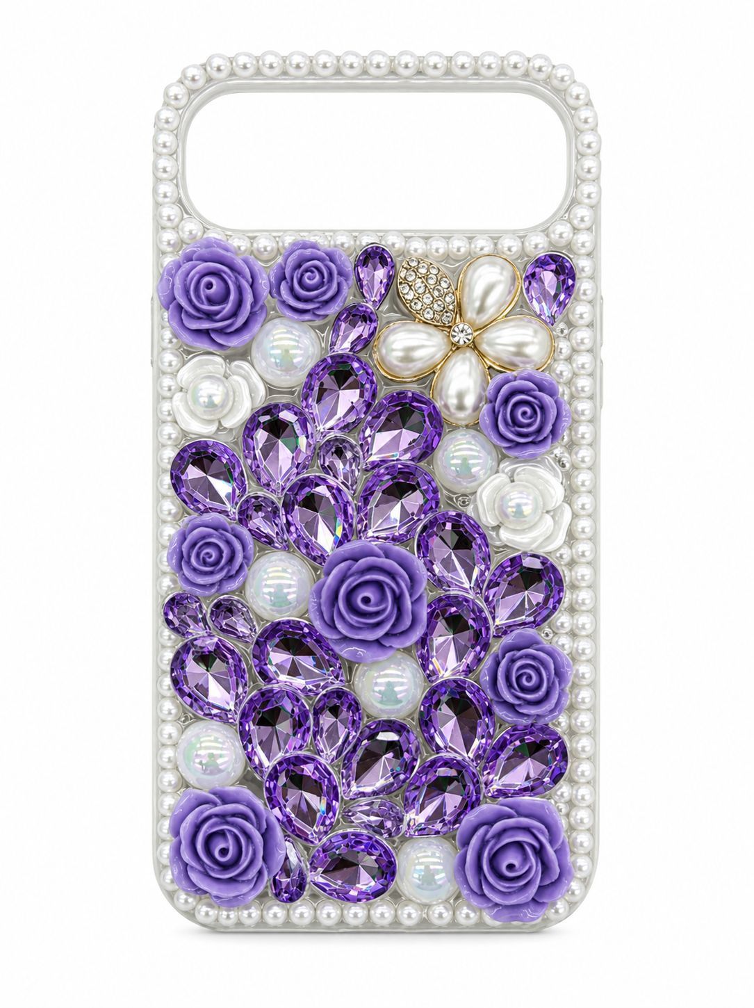 Iphone 17 Air Diamond Pearl Rose Phone Case - Purple