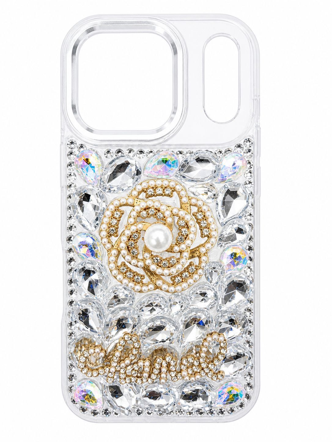 Pearl Rose Diamond Case Iphone 17- Silver