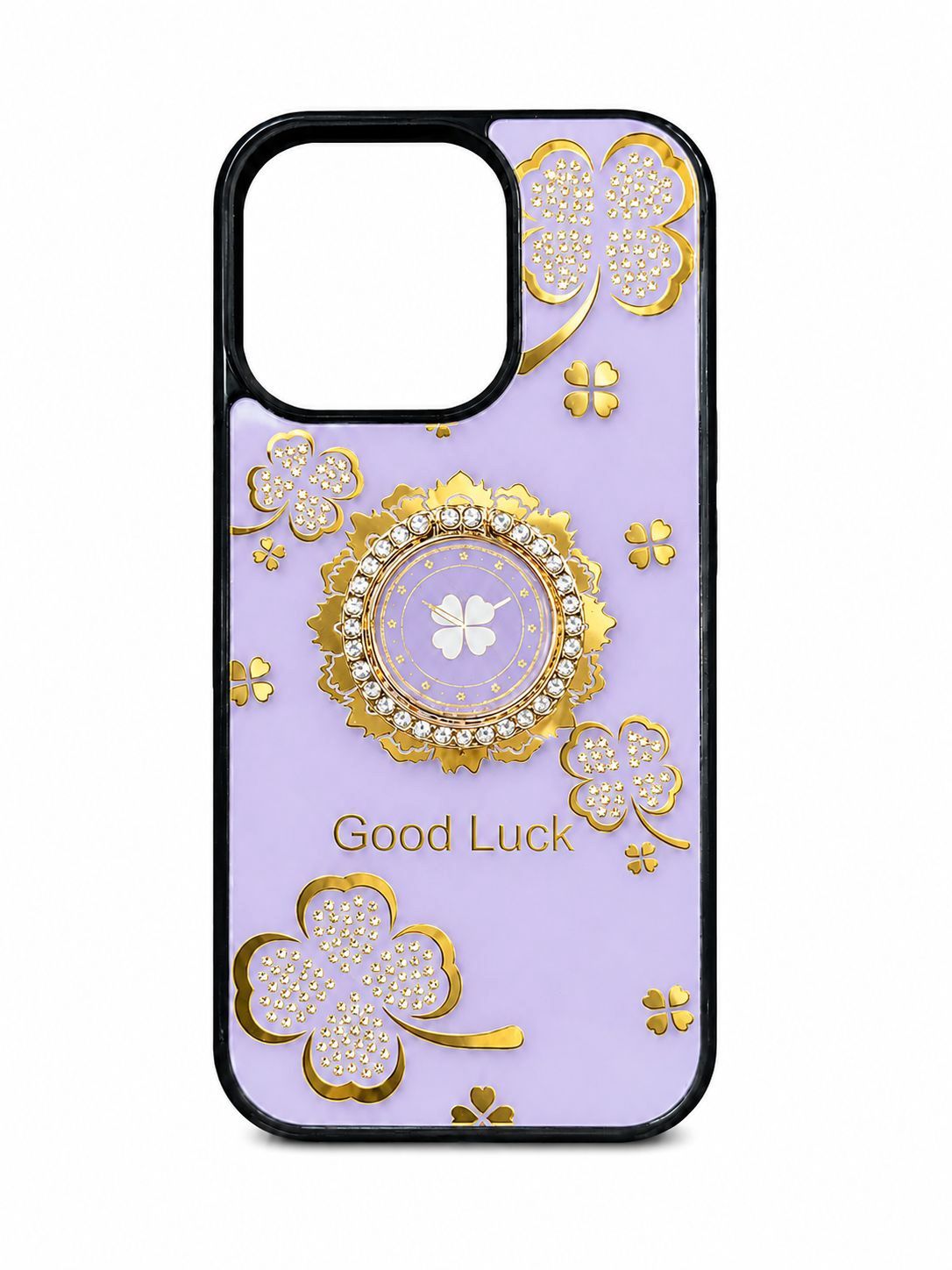 Elegant Floral Good Luck Ring Case for Iphone 16 Pro-Purple