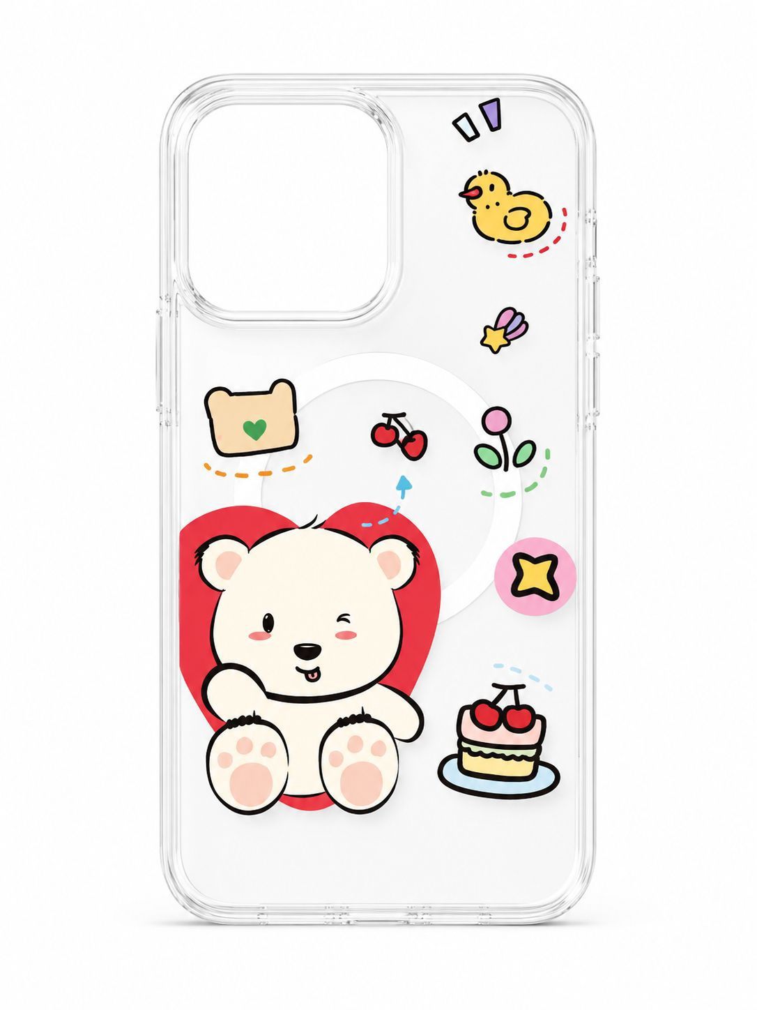 Magnetic Circle Double Layer Design IMD TPU Case  for Iphone 14 Pro Max- Bear Cute