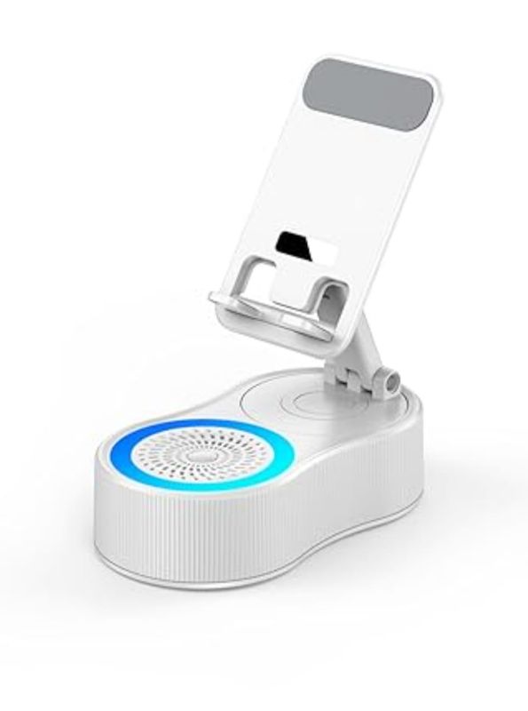 Audio lift phone stand Bluetooth Speaker with Power Bank -White