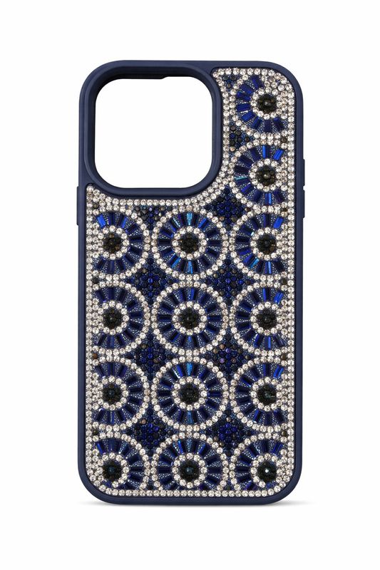 Swaro Star S3 Bling Case for Iphone 16 Pro - Blue and Silver Rhinestones