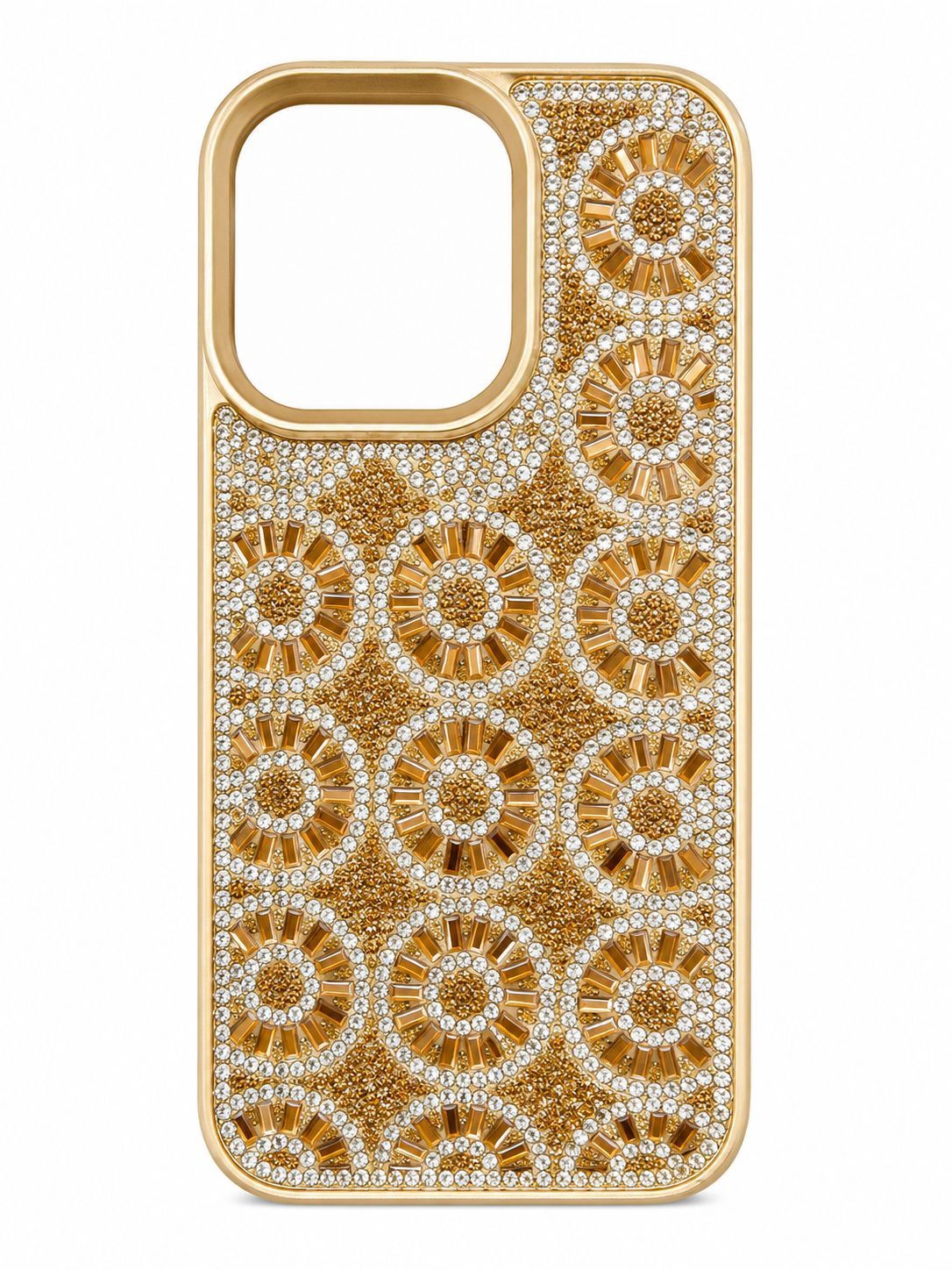Swaro Star S3 Bling Case for Iphone 16 Pro- Golden Rhinestones