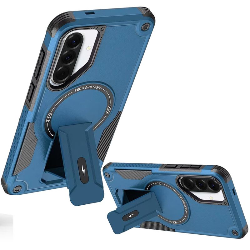 Sturdy Bracket Kickstand Magnetic Hybrid for Samsung Galaxy A37- Blue