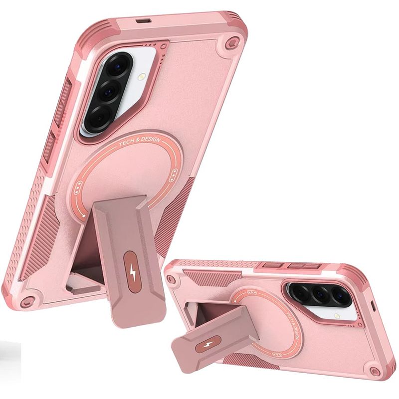 Sturdy Bracket Kickstand Magnetic Hybrid for Samsung Galaxy A37- Pink