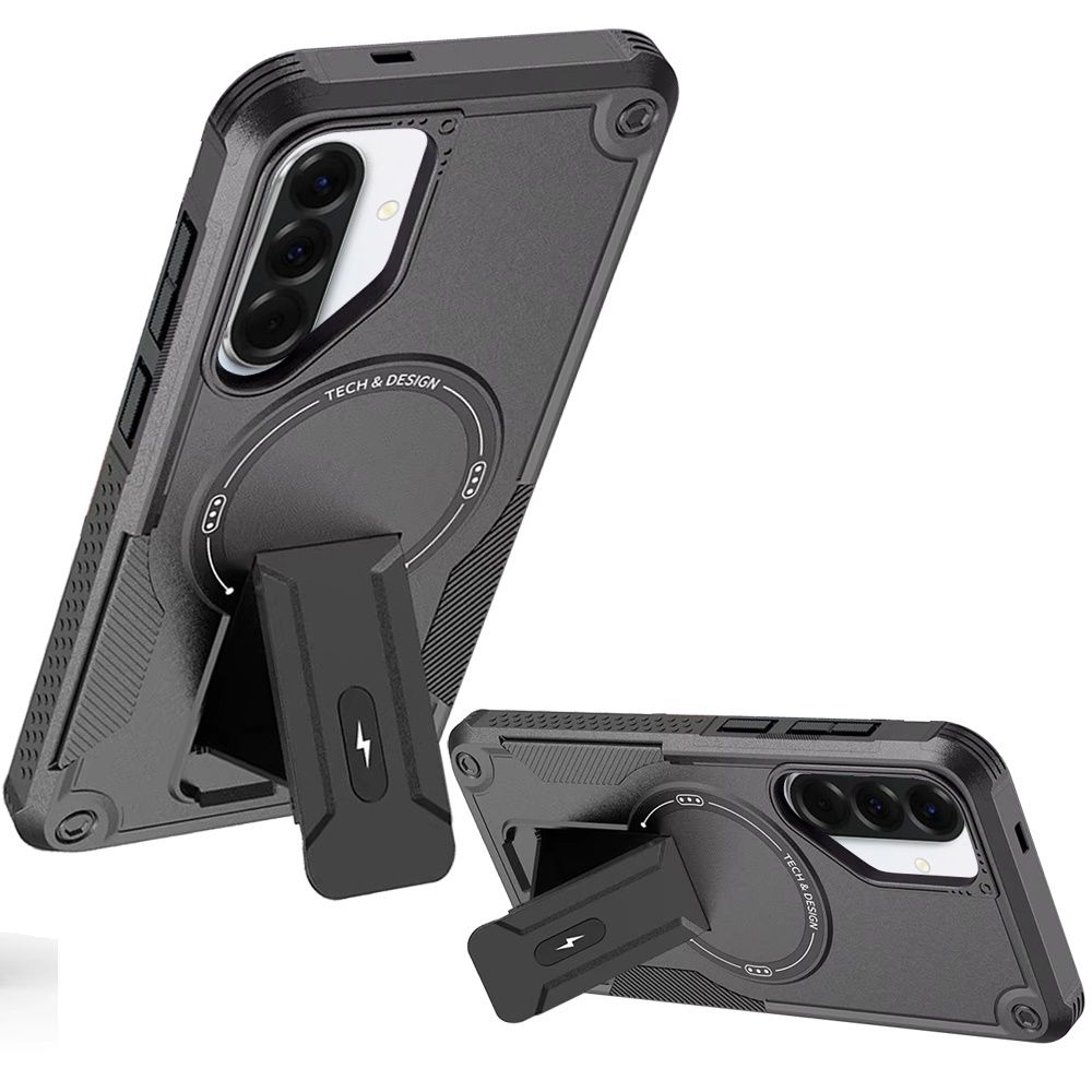 Sturdy Bracket Kickstand Magnetic Hybrid for Samsung Galaxy A37- Black