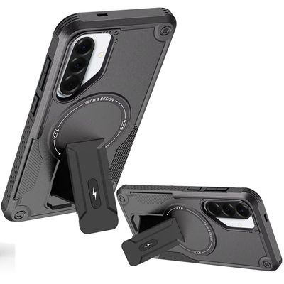 Sturdy Bracket Kickstand Magnetic Hybrid for Samsung Galaxy A37- Black