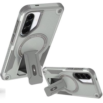 Sturdy Bracket Kickstand Magnetic Hybrid for Samsung Galaxy A37- Grey