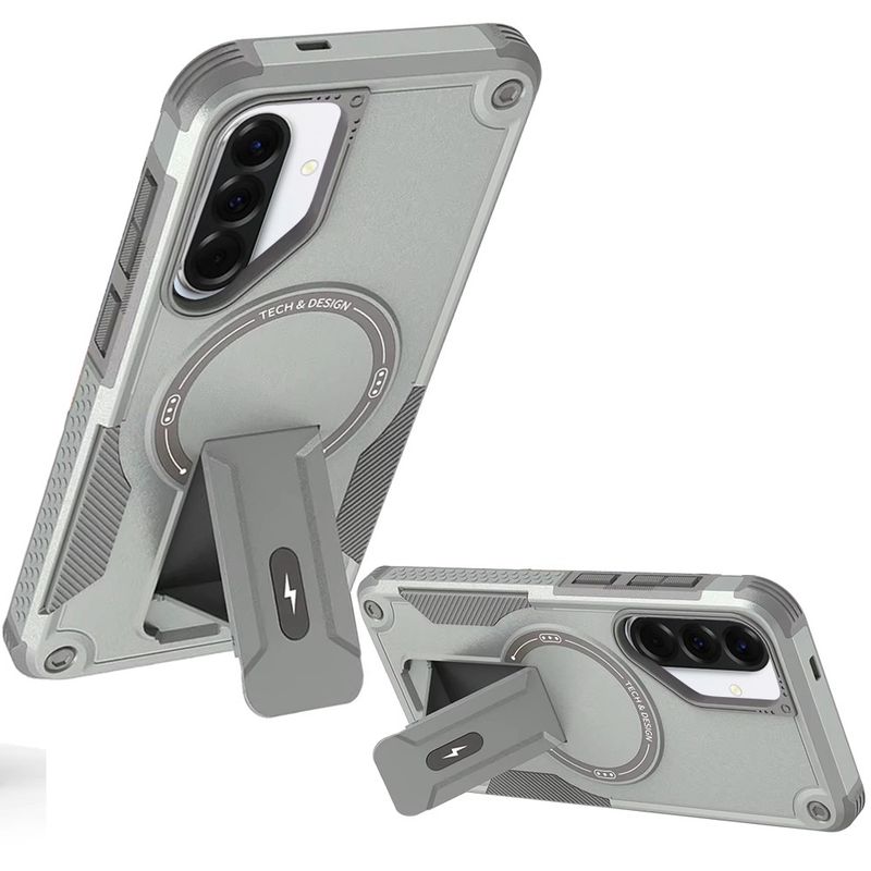 Sturdy Bracket Kickstand Magnetic Hybrid for Samsung Galaxy A37- Grey