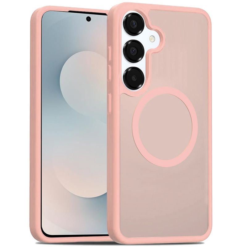 [Magnetic Circle] Smooth Safe Matte Feel Hybrid Case for Samsung s25 FE- Light Pink