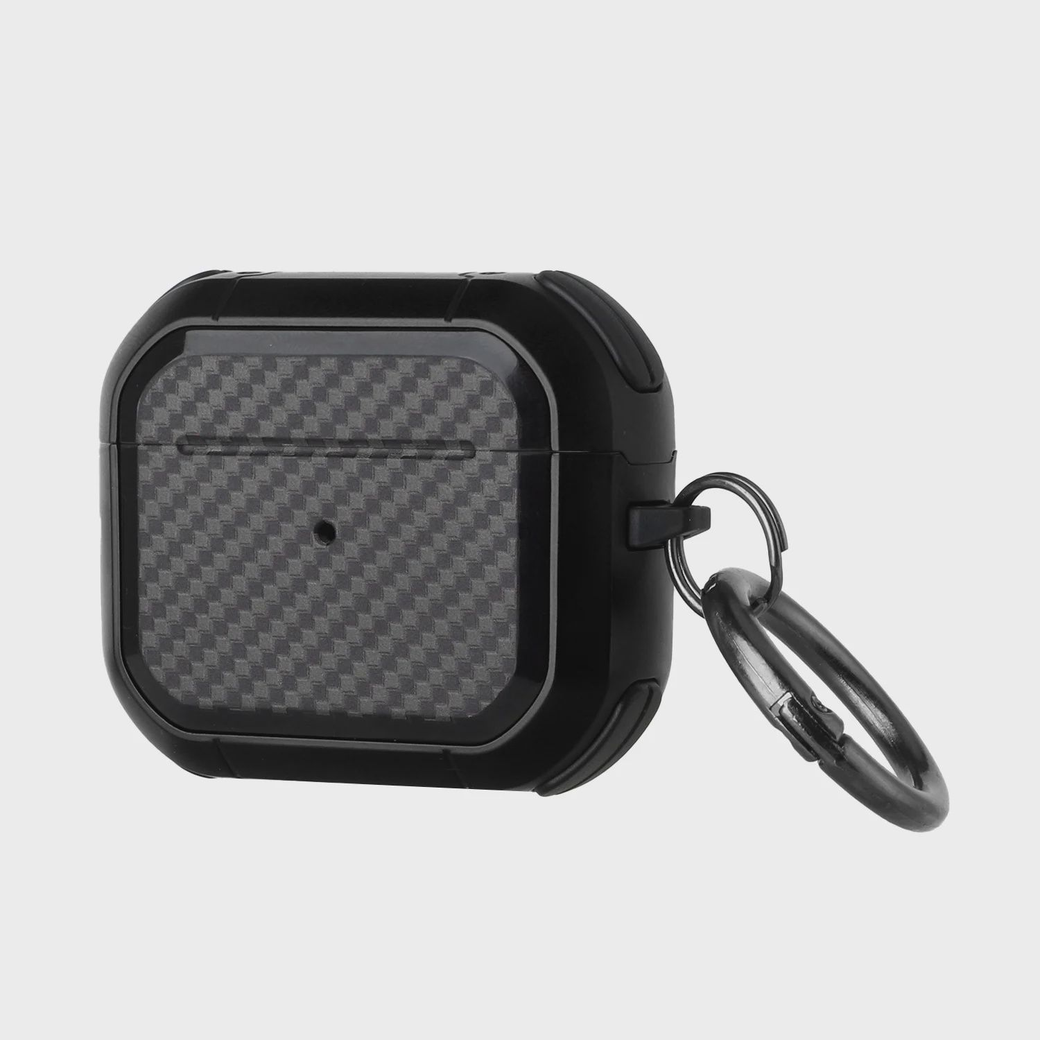 Carbon Fiber Design Hybrid With Metal Hook Case Cover For AirPods Pro 3 2025 (3rd Version) - Black
