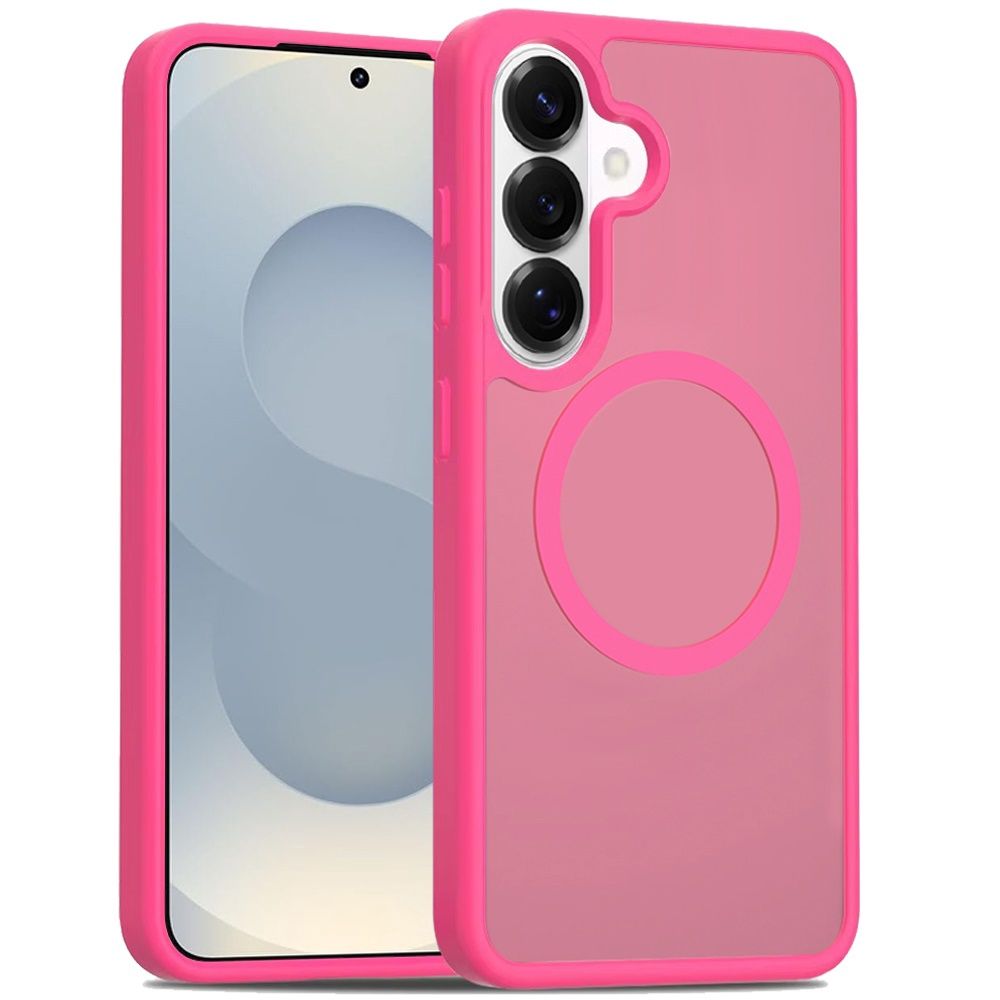 [Magnetic Circle] Smooth Safe Matte Feel Hybrid Case for Samsung s26 Plus - Hot Pink