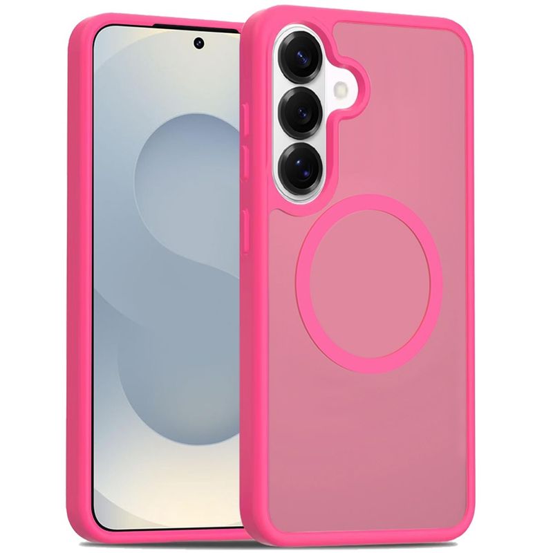 [Magnetic Circle] Smooth Safe Matte Feel Hybrid Case for Samsung s26 Plus - Hot Pink