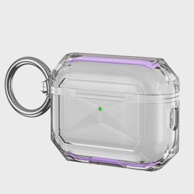 Thick Transparent TPU with Colored Edge Case Cover for AirPods Pro 3 2025 (3rd Version) 3mm - Purple