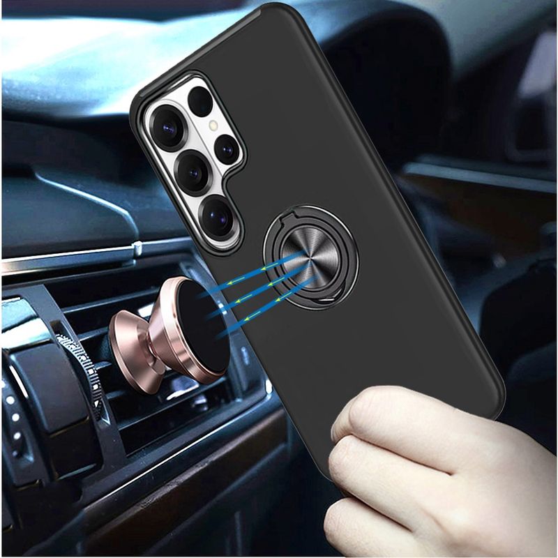 CHIEF Oil Painted Magnetic Ring Stand Hybrid Case Cover for Samsung s26 Ultra  - Black