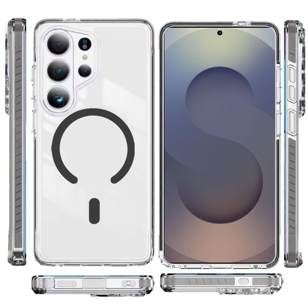 Thick Transparent Colored Edged Magnetic Hybrid Case for Samsung s26 Ultra - Black