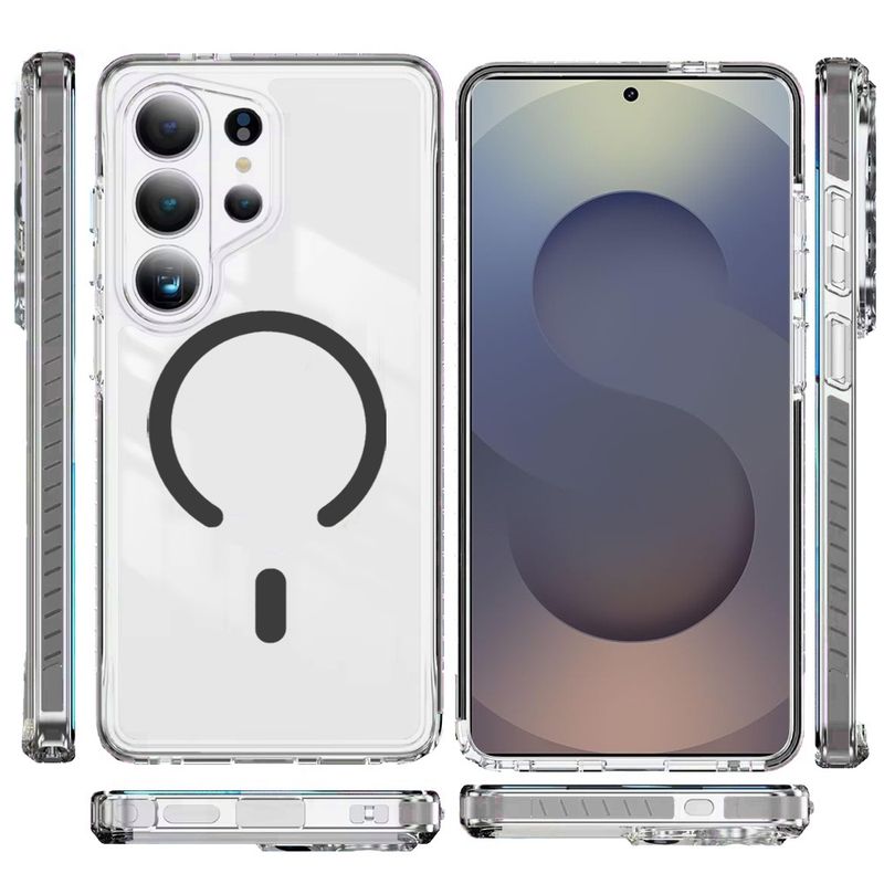 Thick Transparent Colored Edged Magnetic Hybrid Case for Samsung s26 Ultra - Black