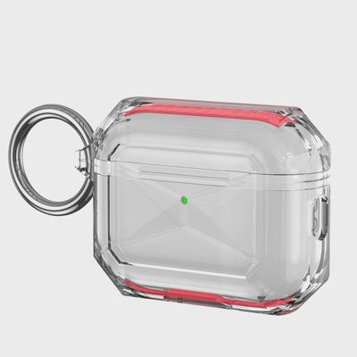 Thick Transparent TPU with Colored Edge Case Cover for AirPods Pro 3 2025 (3rd Version) 3mm - Red
