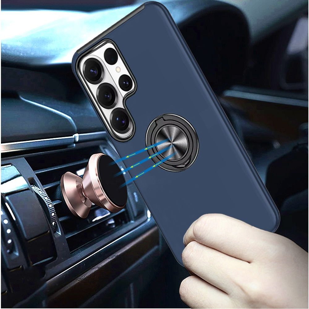 CHIEF Oil Painted Magnetic Ring Stand Hybrid Case Cover for Samsung s26 Ultra  - Dark Blue