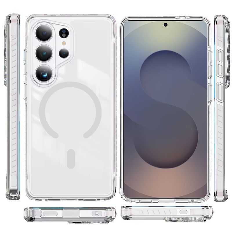Thick Transparent Colored Edged Magnetic Hybrid Case for Samsung s26 Ultra - White