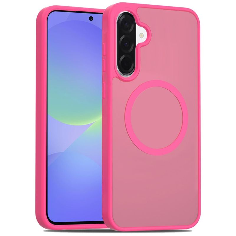 [Magnetic Circle] Smooth Safe Matte Feel Hybrid Case for Samsung Galaxy A37 - Hot Pink
