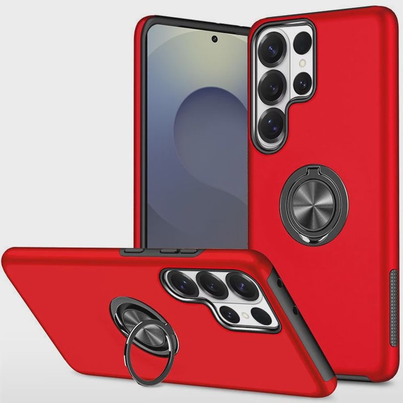 CHIEF Oil Painted Magnetic Ring Stand Hybrid Case Cover for Samsung s26 Ultra  - Red