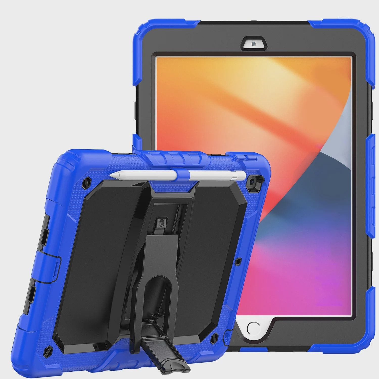Heavy Duty Full Body Rugged Tablet Kickstand Case CoverFor Samsung a9 Plus / A11 Plus 11" - Black/BLUE