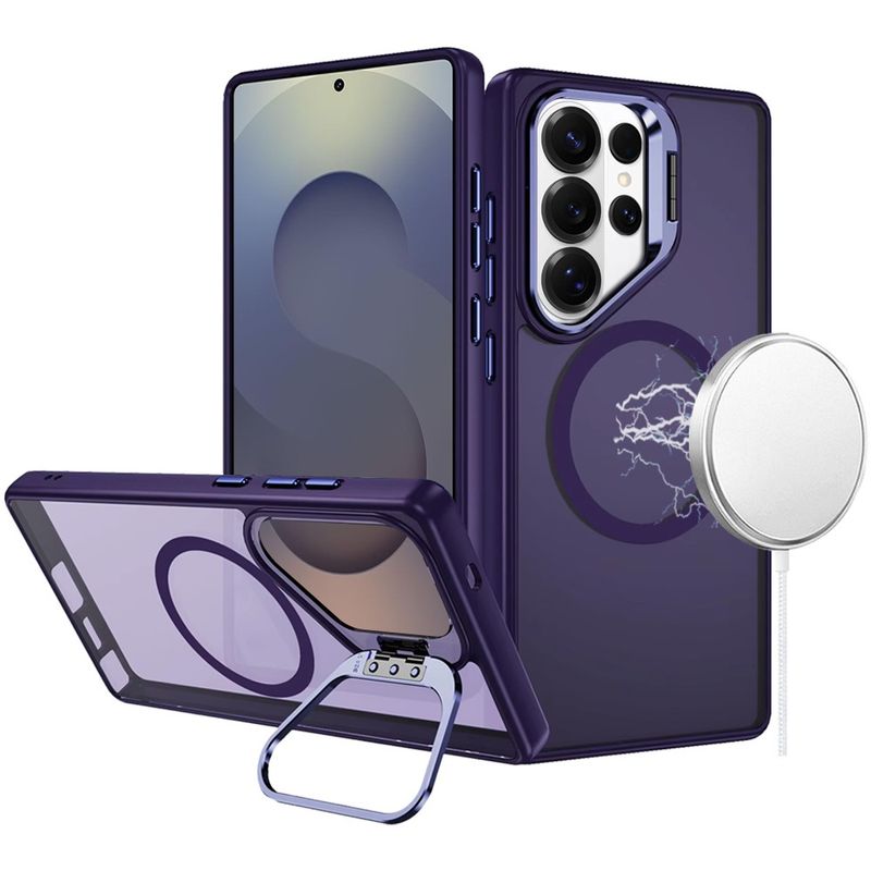 Fearless Tough HQ Metallic Hybrid with Camera Ring Stand [Magnetic Circle] Case For Samsung s26 Ultra  - DARK PURPLE