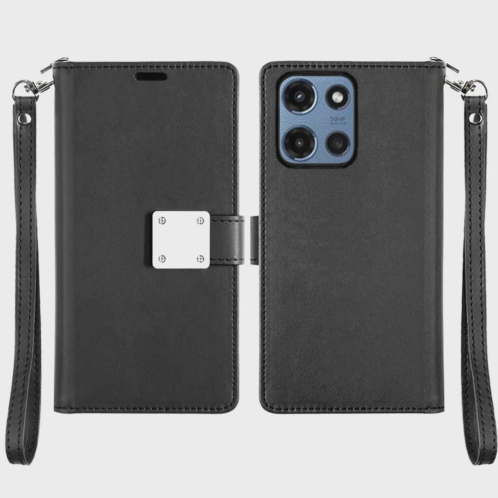 Wallet ID Card Holder Case Cover For Moto G 5G 2025/2026 - G Play 2026- Black
