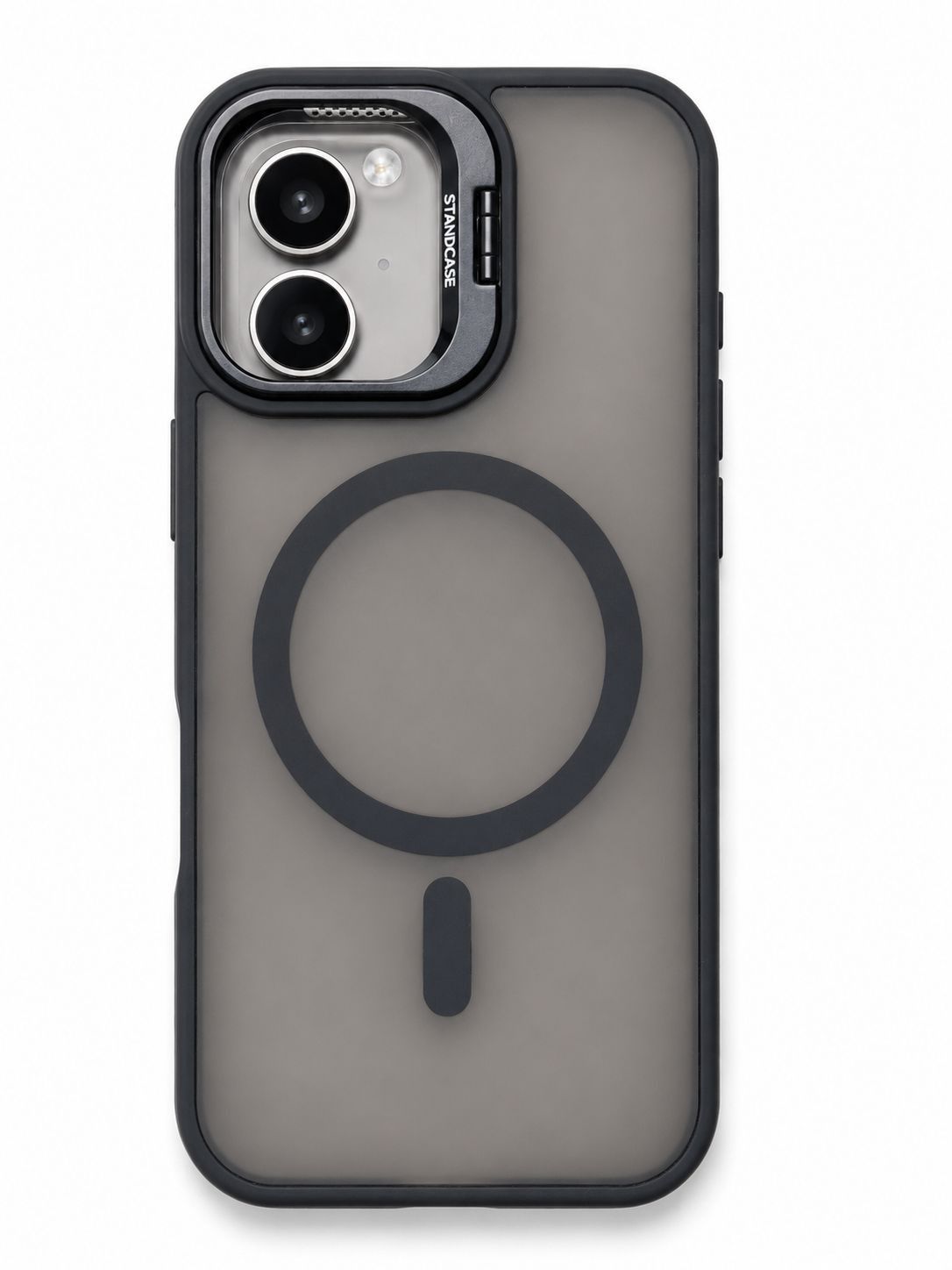 U2 Magnetic Case+lens stand + camera protector for Iphone 16 -Black