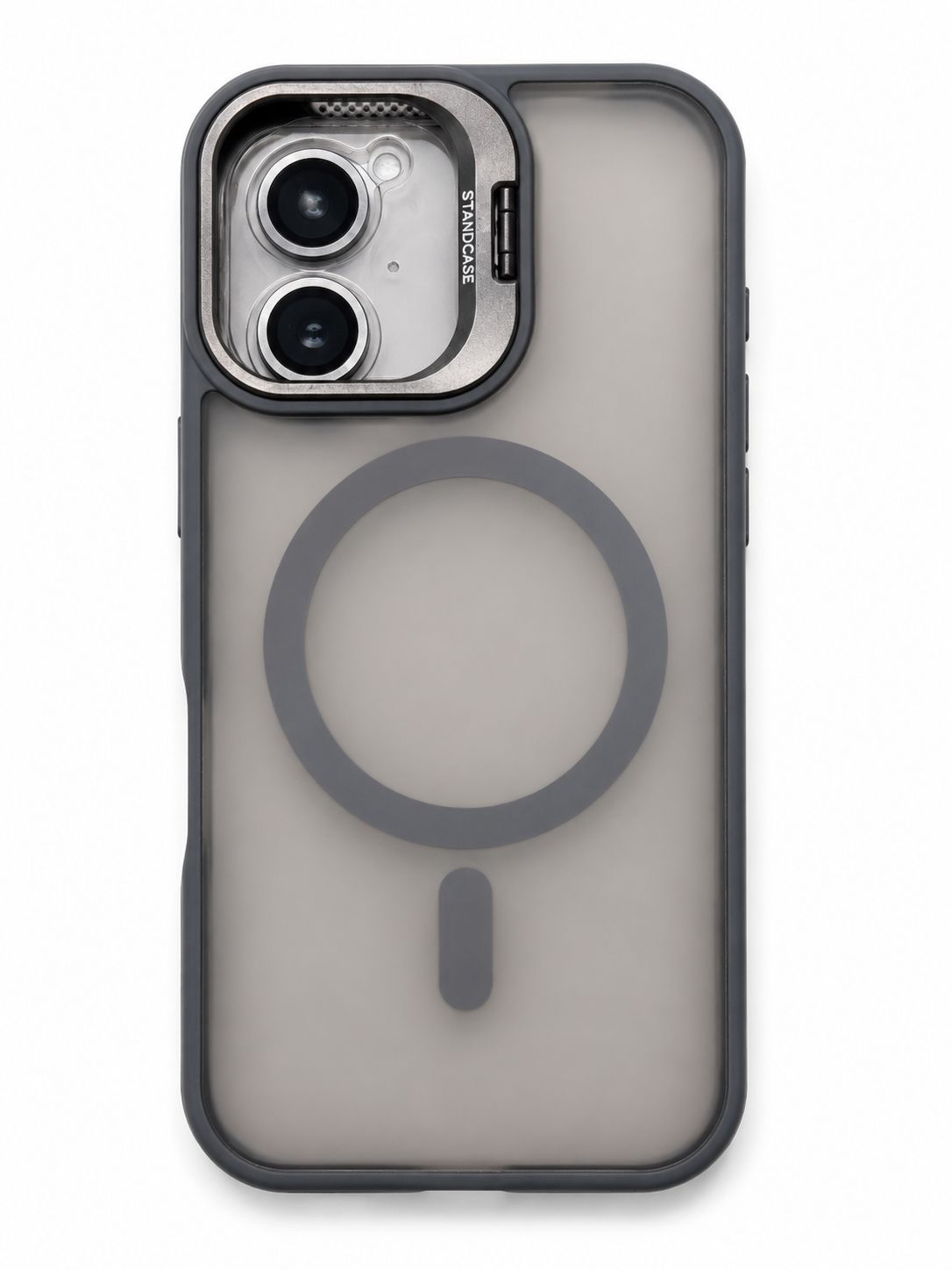 U2 Magnetic Case+lens stand + camera protector for Iphone 16 -Grey