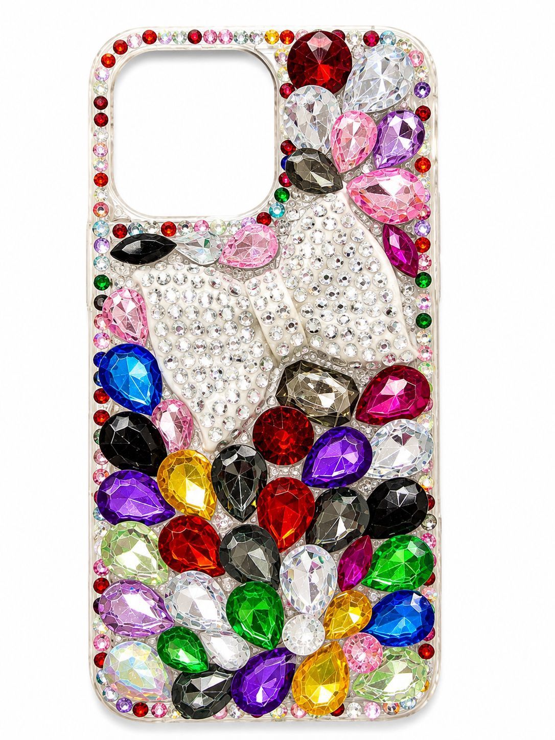 Big Diamond Ch Bling Case for Iphone 14 Pro Max - Multi Color Silver bow