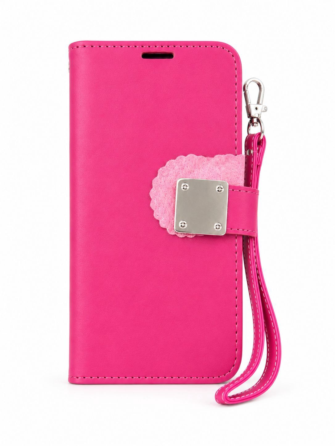 Litchi pattern six card metal buckle leather case for Iphone 14 Pro Max - Pink