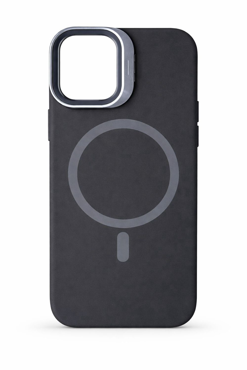 Liquid Silicone Frame with Kickstand Camera Lens Protector Phone Case for Iphone 16 Pro Max-Black
