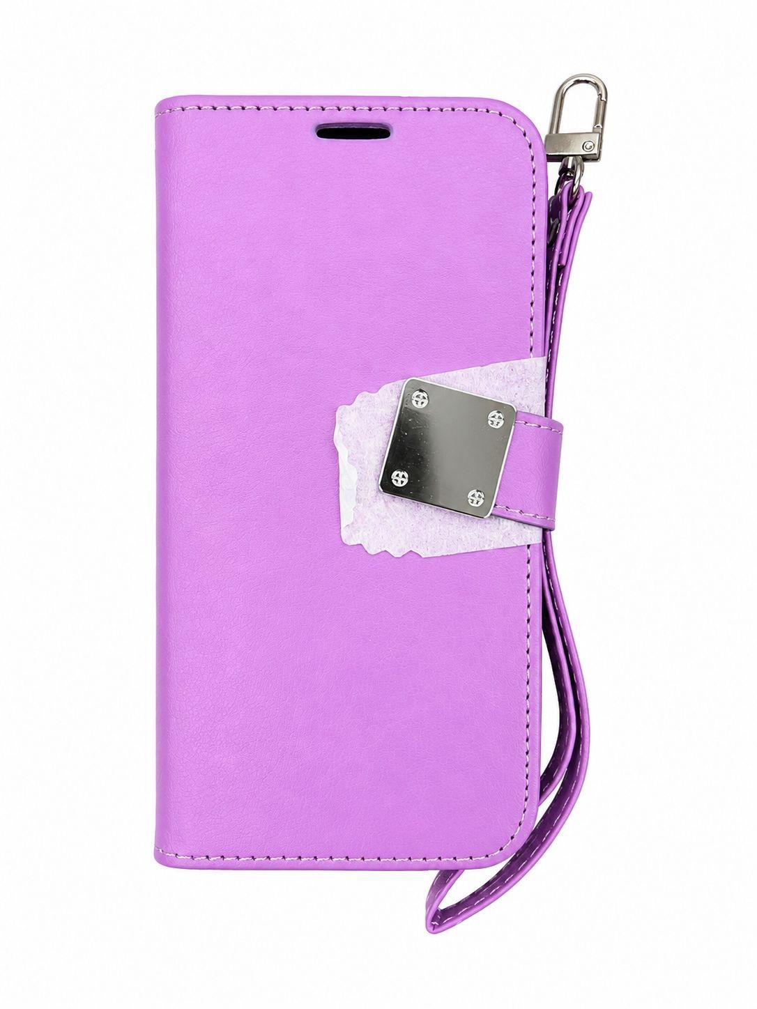 Litchi pattern six card metal buckle classic mobile phone leather case for Iphone 16 - Purple