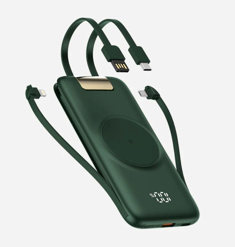 Magnetic bracket power bank with in-built cable