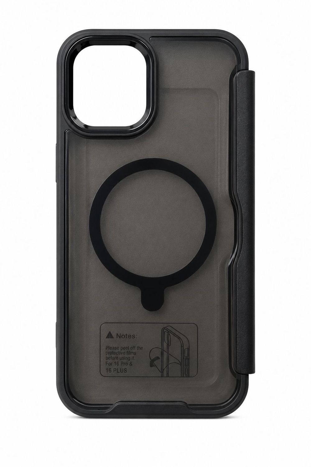 Magsafe Flip Cover Phone Case for Iphone 16 Plus-Black