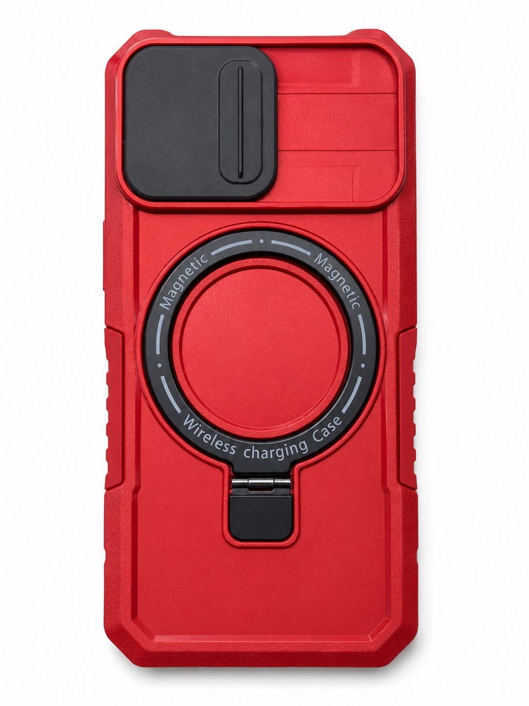 Side Camera Protector with Kickstand  Case for Iphone 16 Plus- Red