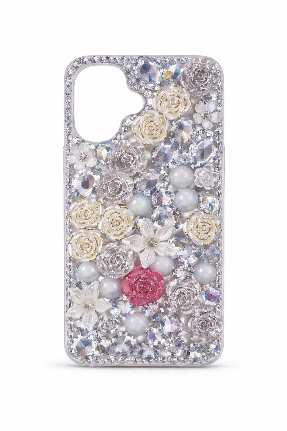 Plum Blossom Diamond Phone Case for Iphone 16 Pro Max - White